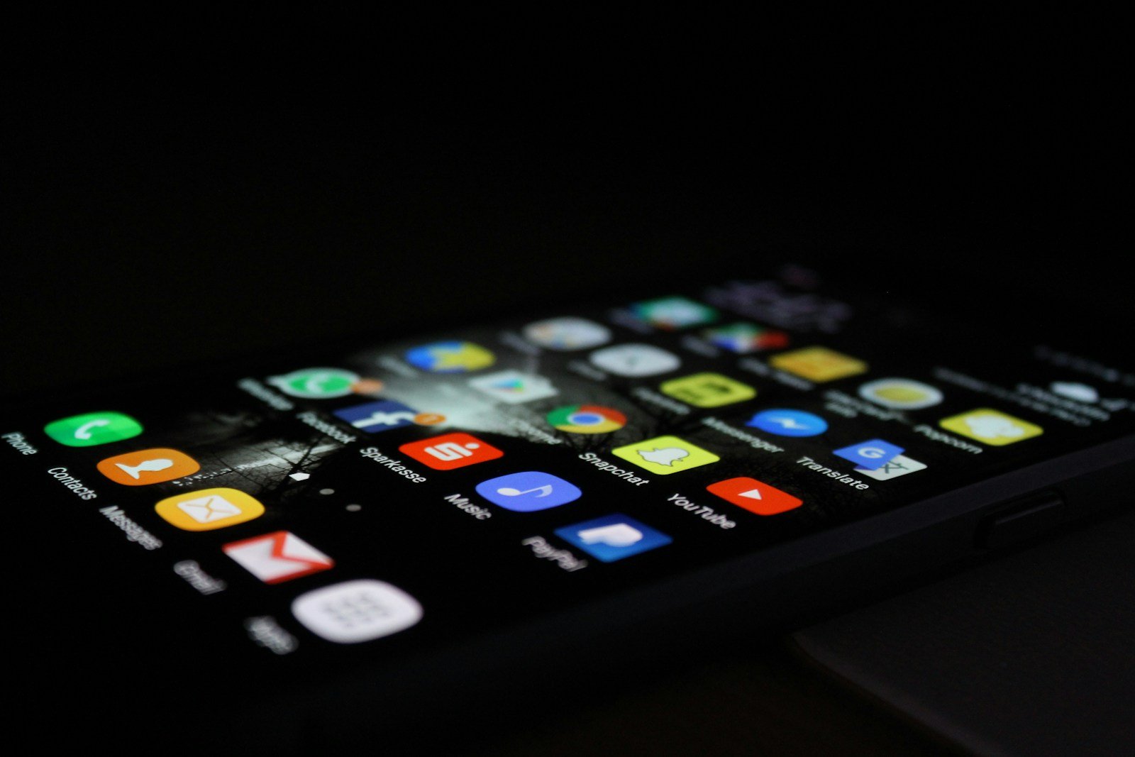 Close-up of a smartphone screen displaying a technology pattern
